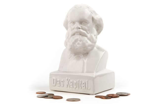 Communist Coin Bank'Tis the season for commodity fetishism. What better way to impose an uncalled-for critical lens on your family members' complicity within the capitalist system than with the bust of egalitarian OG Karl Marx?Das Kapital Coin Bank, $15, Kikkerland